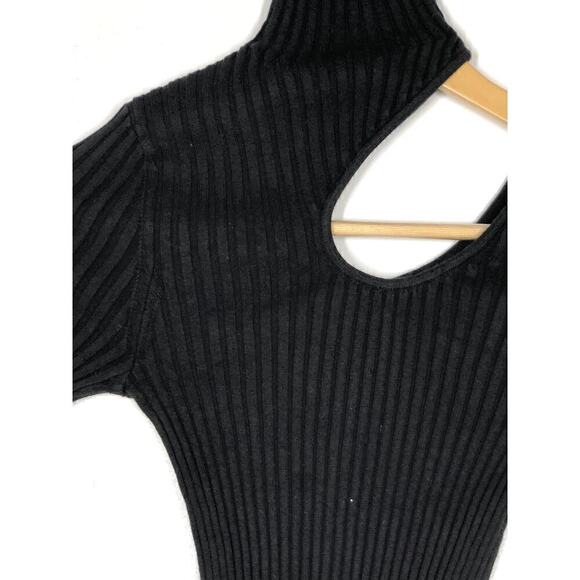 Anine Bing Victoria Top Ribbed Knit Cutout Long Sleeve Turtleneck Black Size XS - Picture 5 of 10
